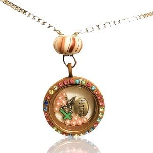 FAITH boutique charm chocolate circle locket pendant necklace + FREE EXTRAS!